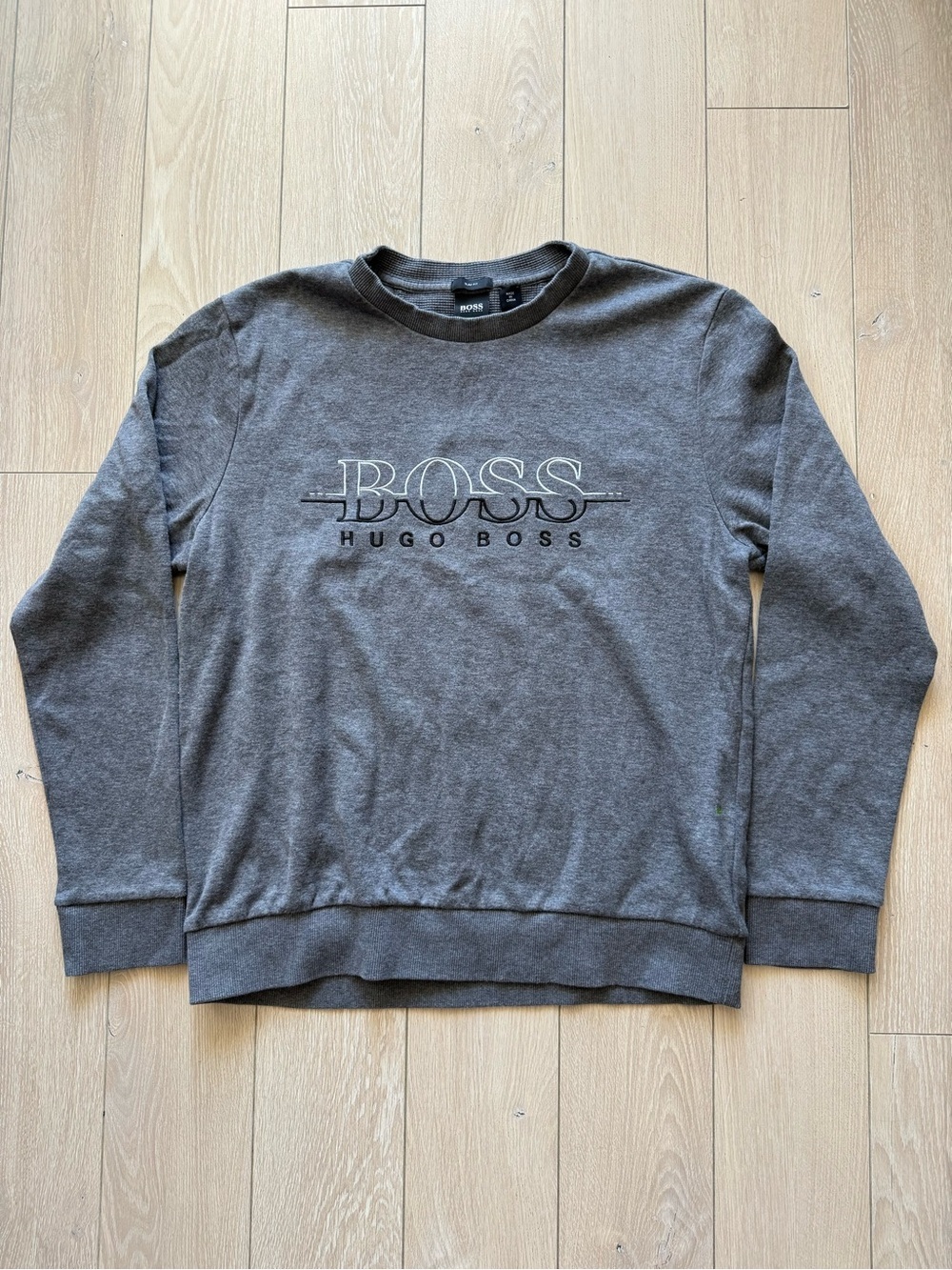 Hugo Boss Slim Fit Embroidered Crewneck Sweatshirt in Charcoal Size L